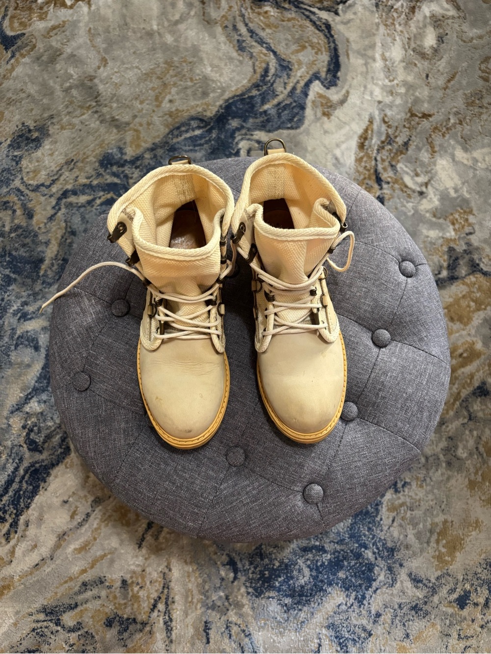 Beige Women's Lace-Up Ankle Boots